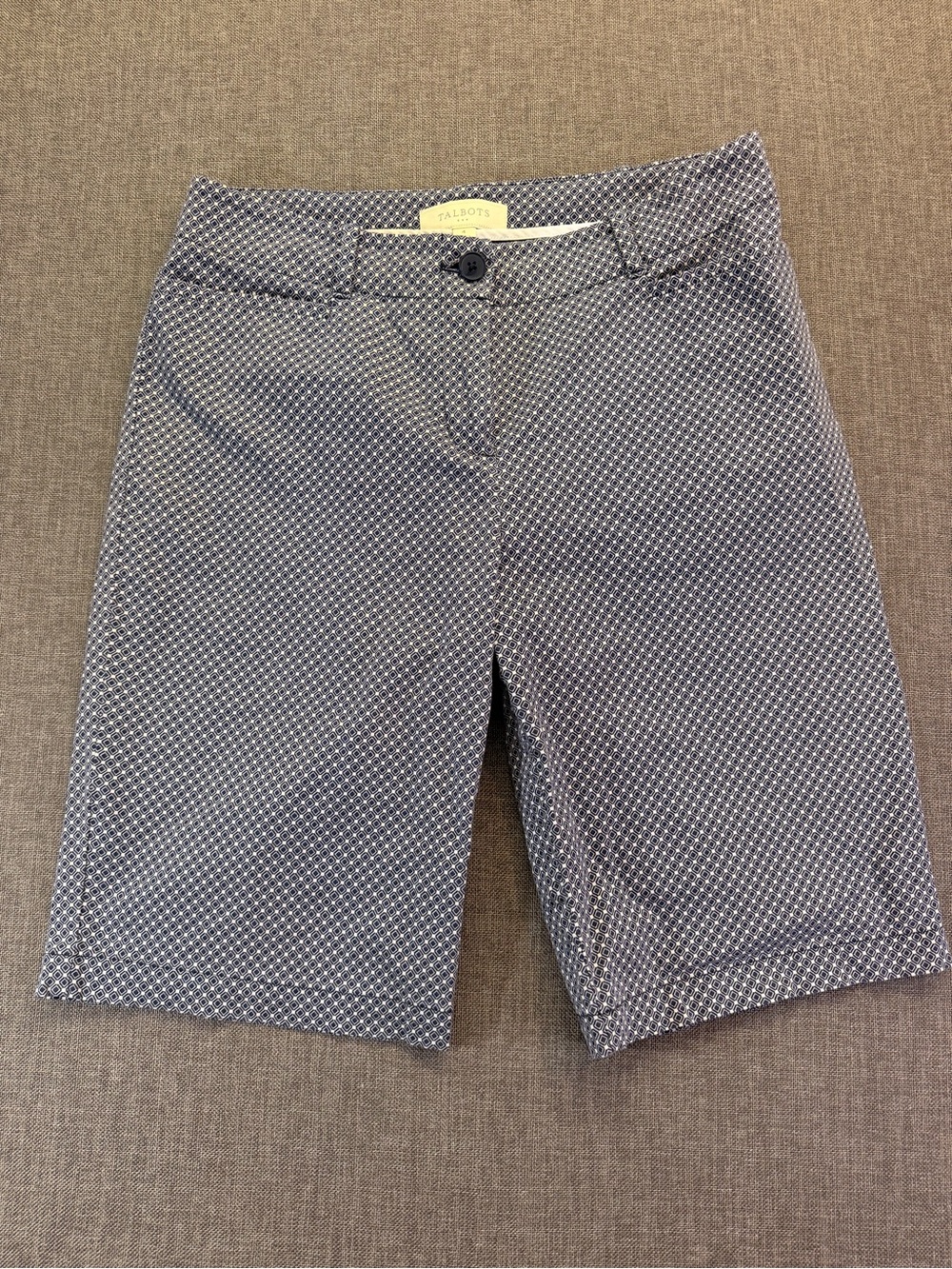 Talbots Navy and White Micro-Dot Bermuda Shorts Size 4